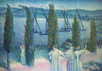 Küstenansicht mit Zypressen, 1896